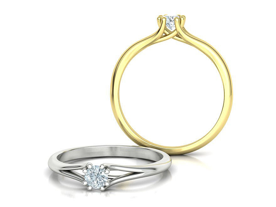 Solitaire Engagement Ring 4mm main Stone 3dmodel 3D print model_5