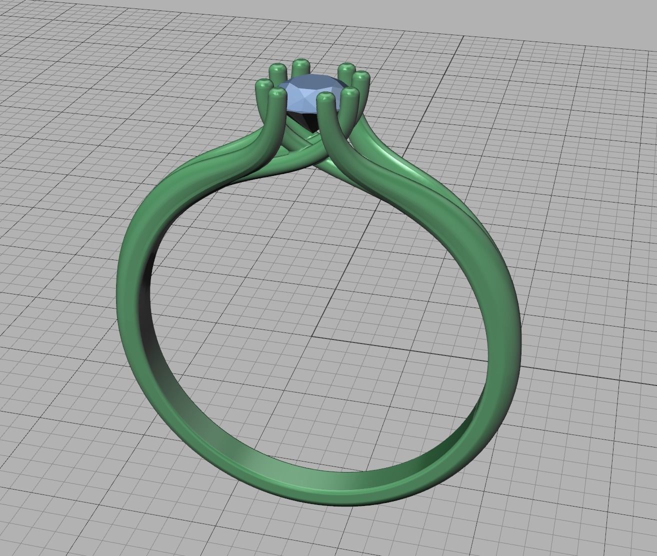 Solitaire Engagement Ring 4mm main Stone 3dmodel 3D print model_14