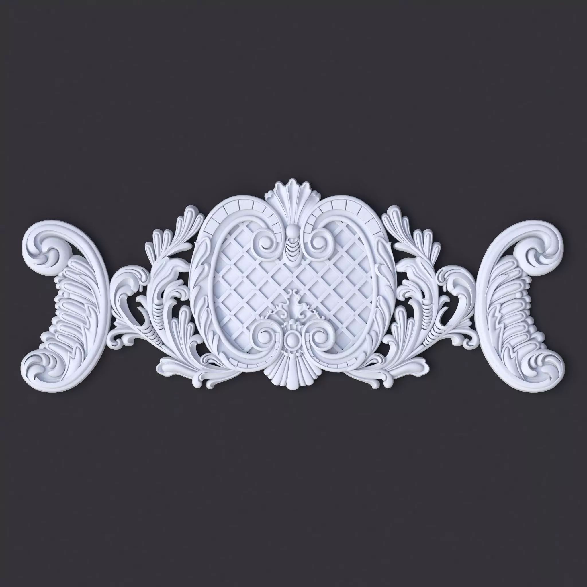 Central decor ornament for furniture 3D model_0