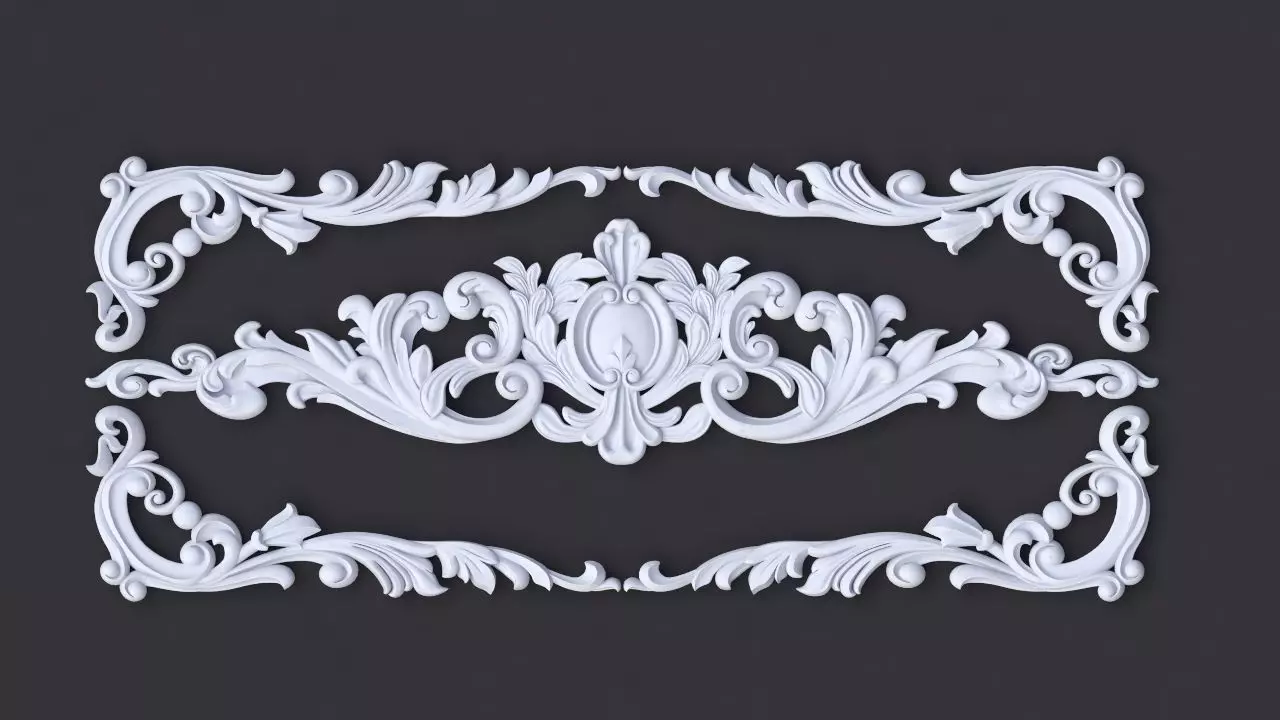 Central decor ornament for furniture 3D model_0