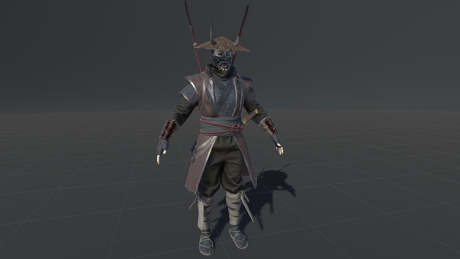 Fallen Samurai Low-poly 3D model_21