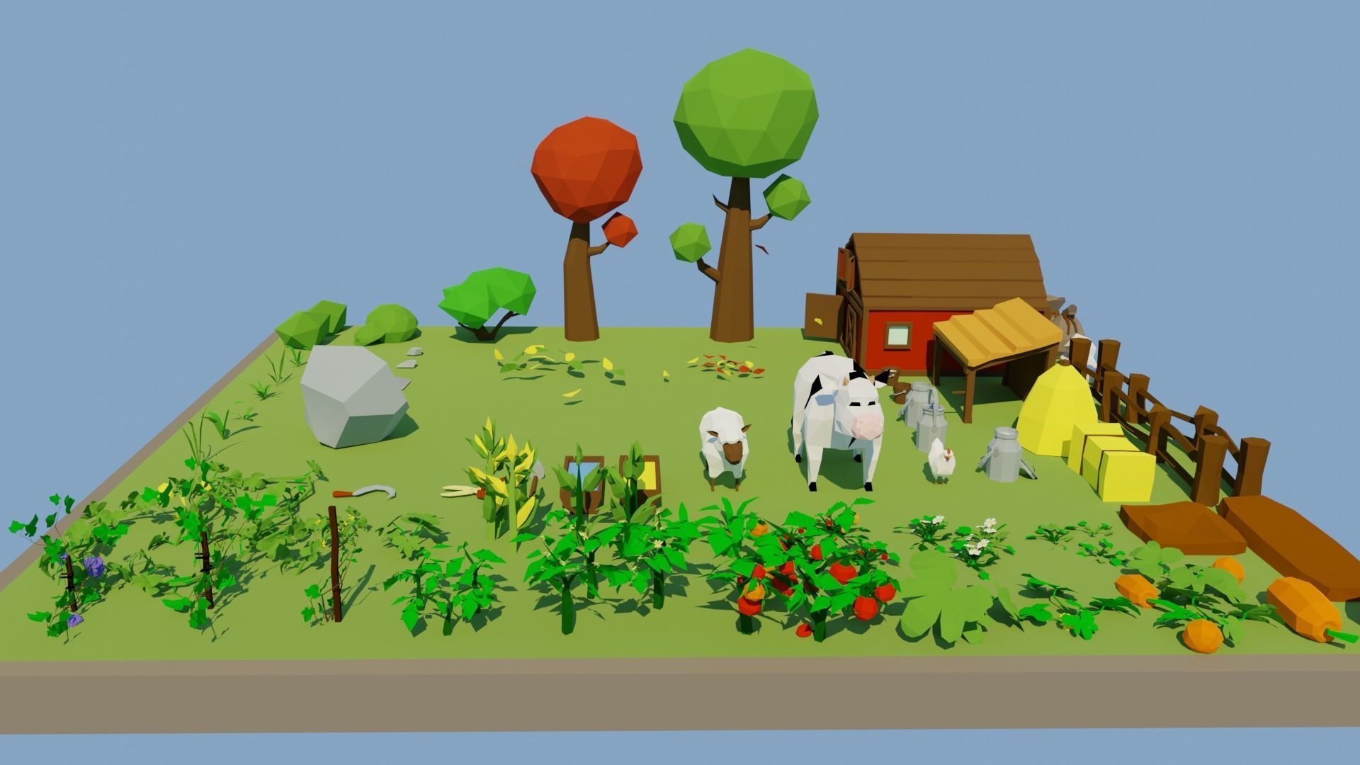 Farm Low Poly Asset Pack Low-poly 3D model_7