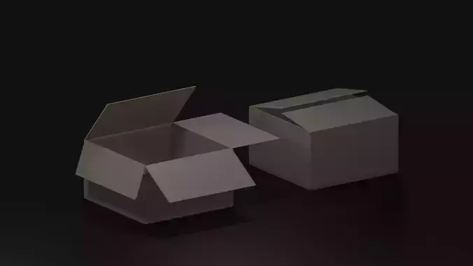Box Low-poly 3D model two empty cardboard boxes