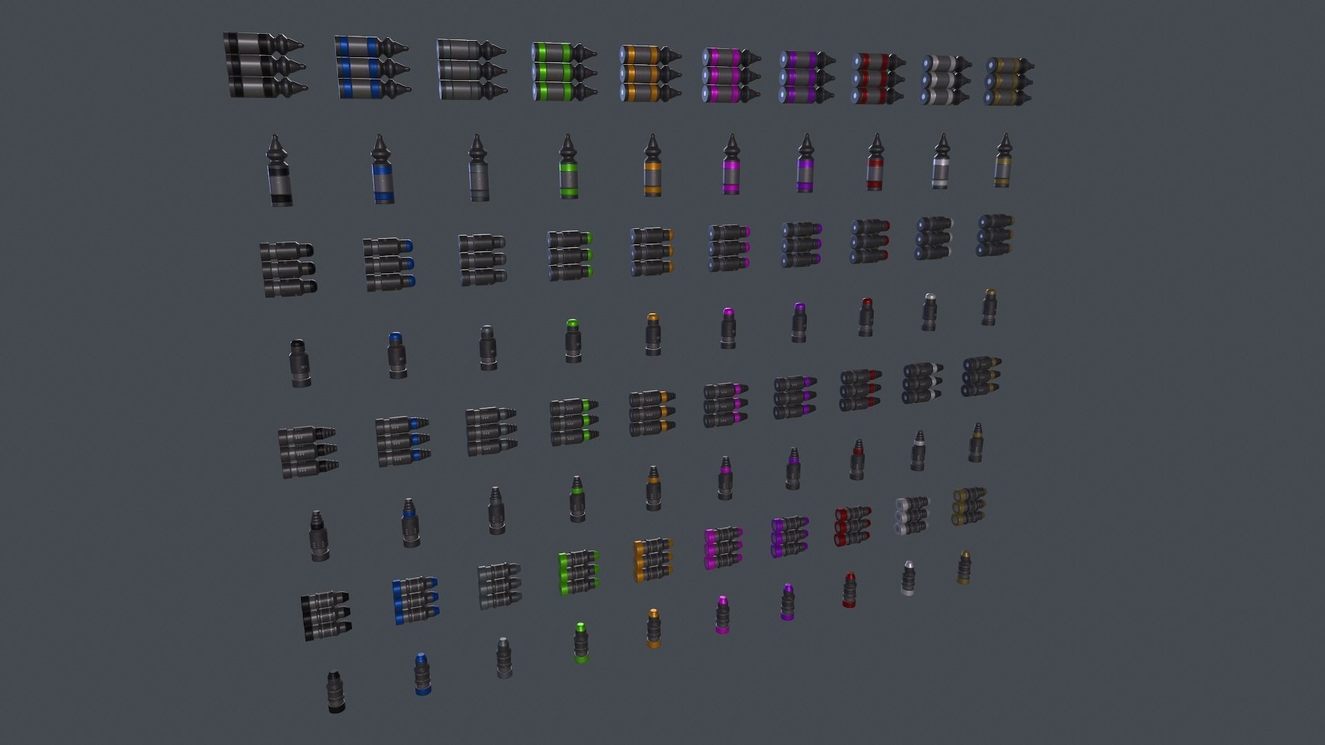 Sci-fi bullets PBR Low-poly 3D model_9