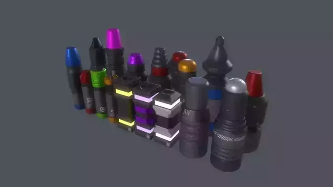 Sci-fi bullets PBR Low-poly 3D model