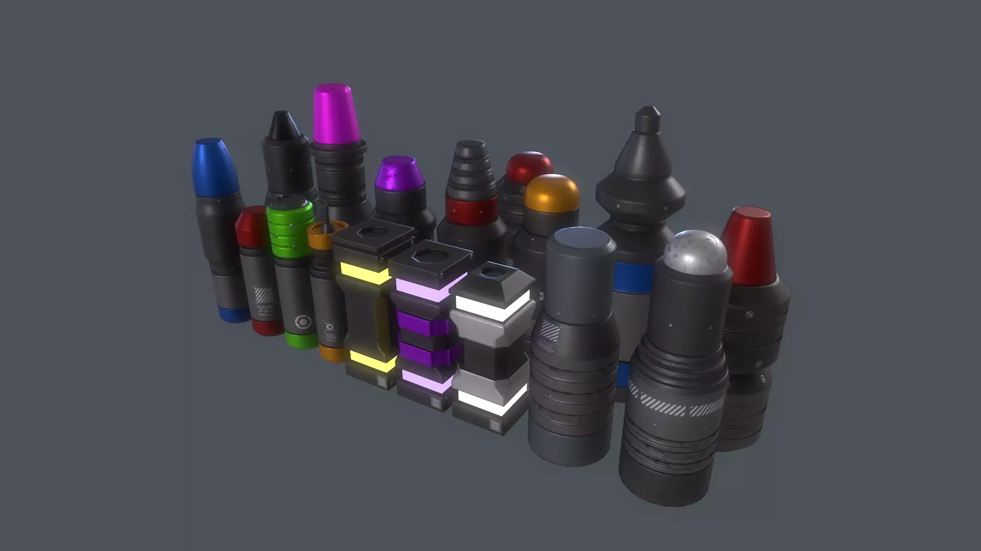 Sci-fi bullets PBR Low-poly 3D model_0