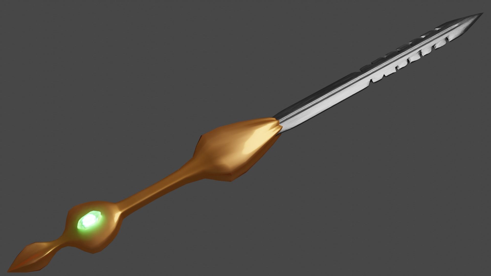 Unique Sword Weapon With Lighting Crystal Low-poly 3D model_4