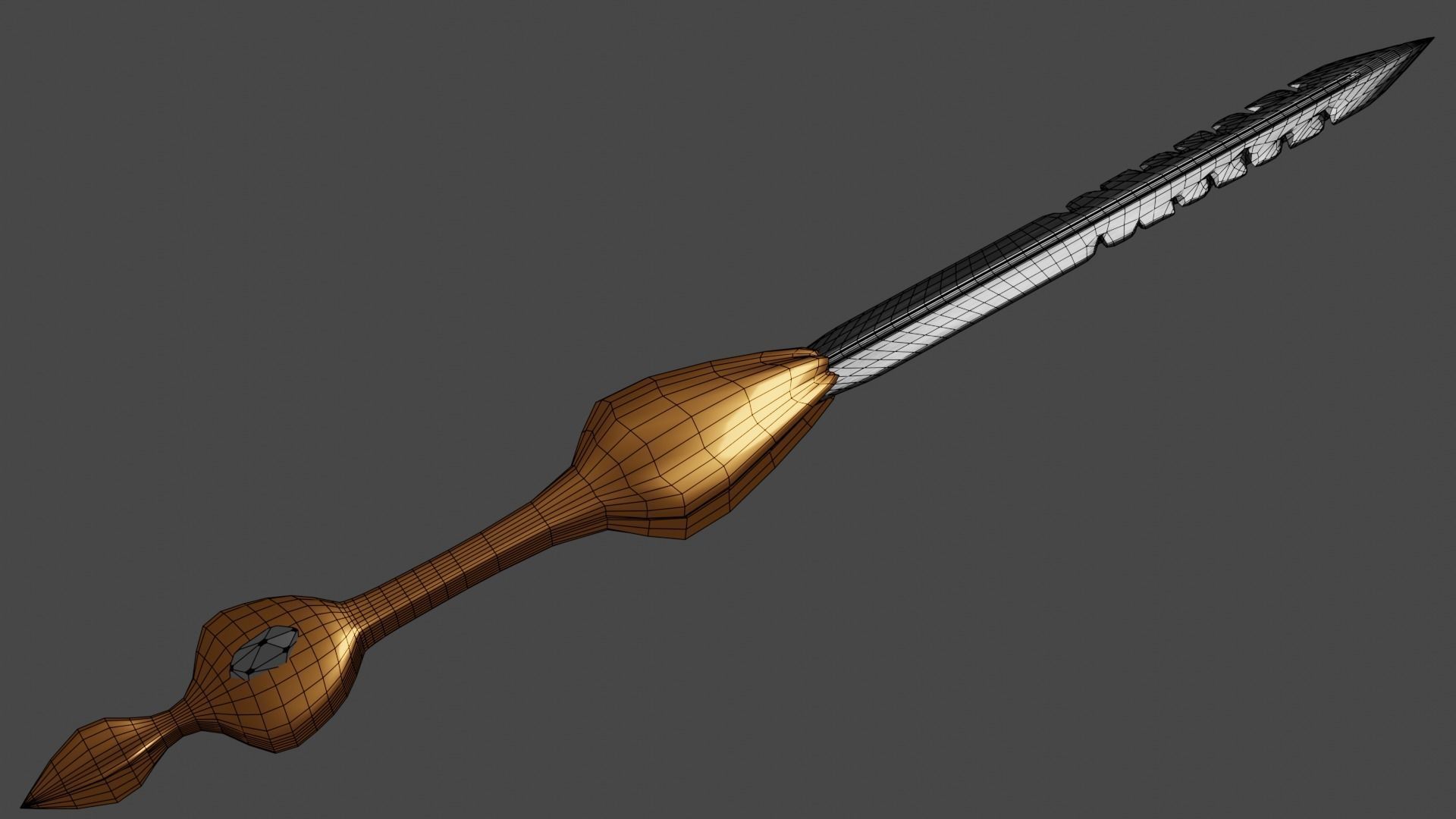 Unique Sword Weapon With Lighting Crystal Low-poly 3D model_5