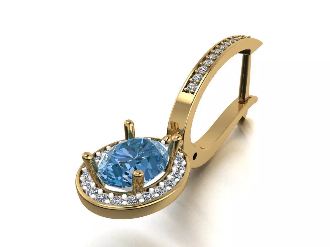 oval diamond earring 455 3D print model