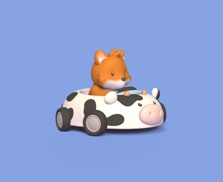 Fox Cow Car 3D print model_3
