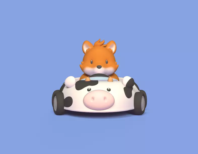 Fox Cow Car 3D print model_0