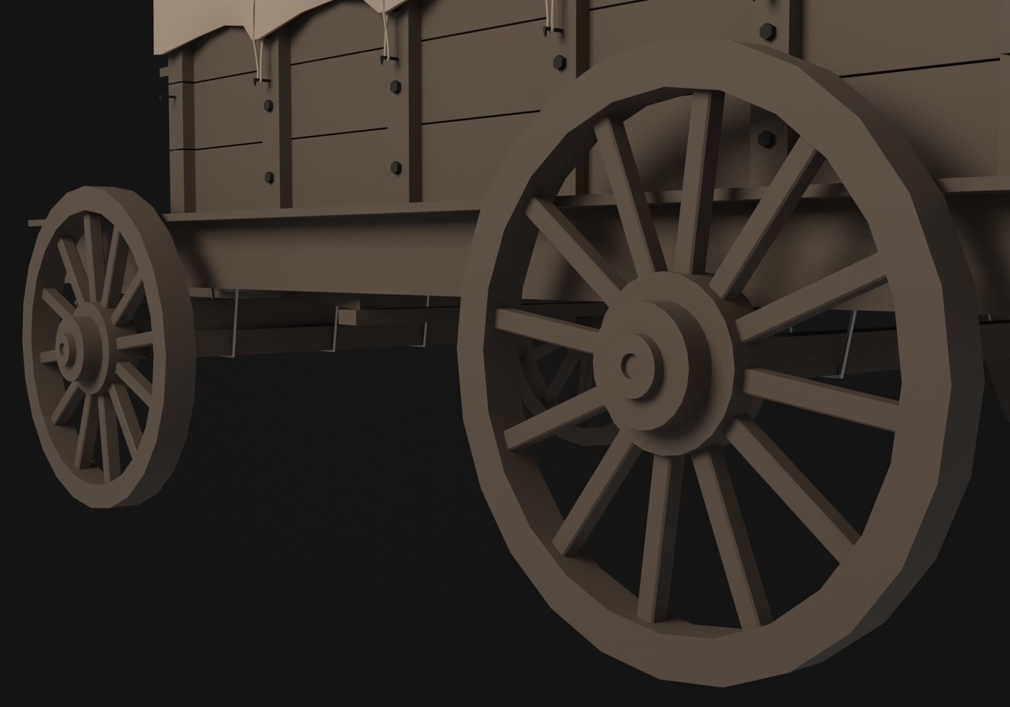 Covered cart Low-poly 3D model_9