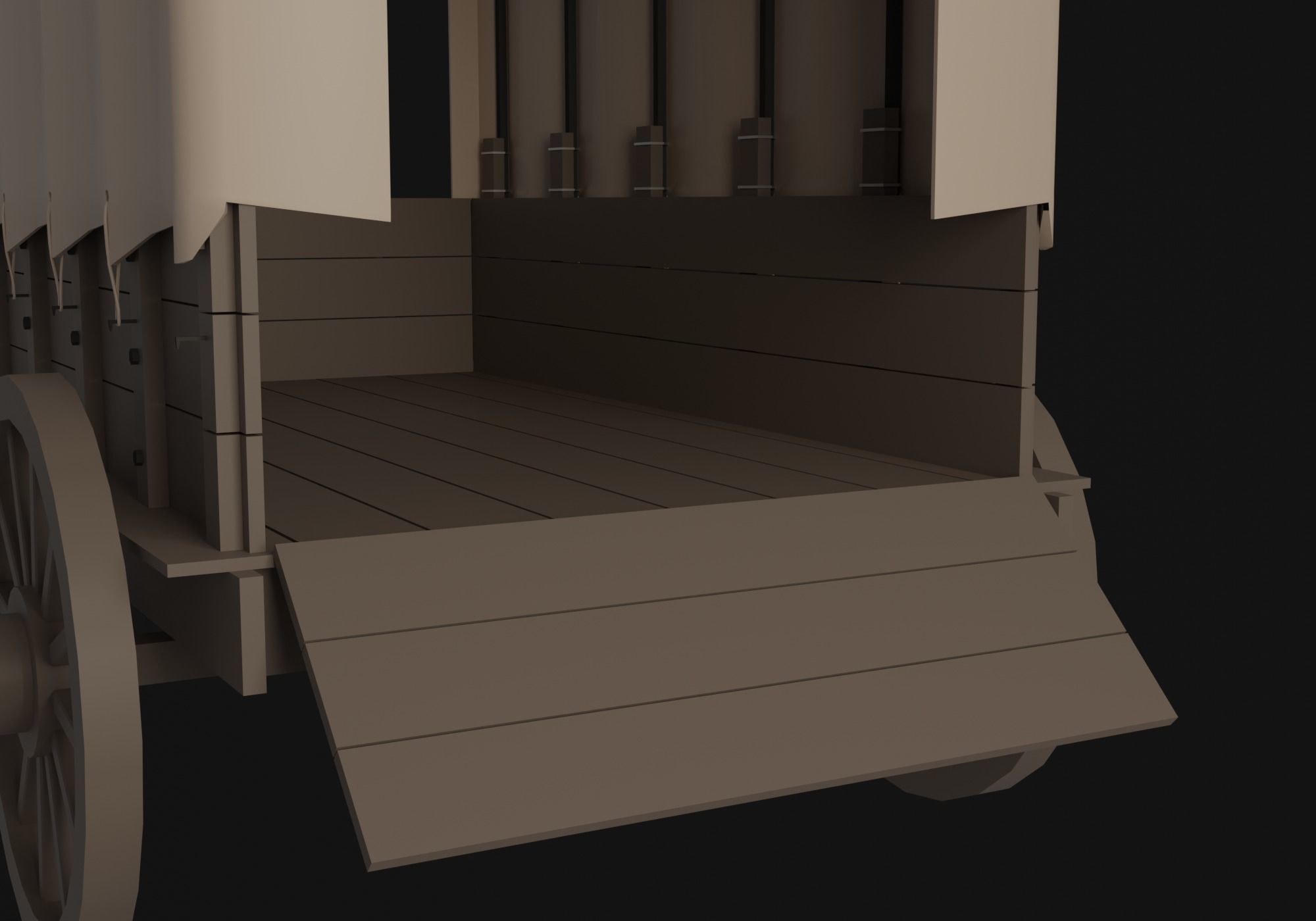 Covered cart Low-poly 3D model_16
