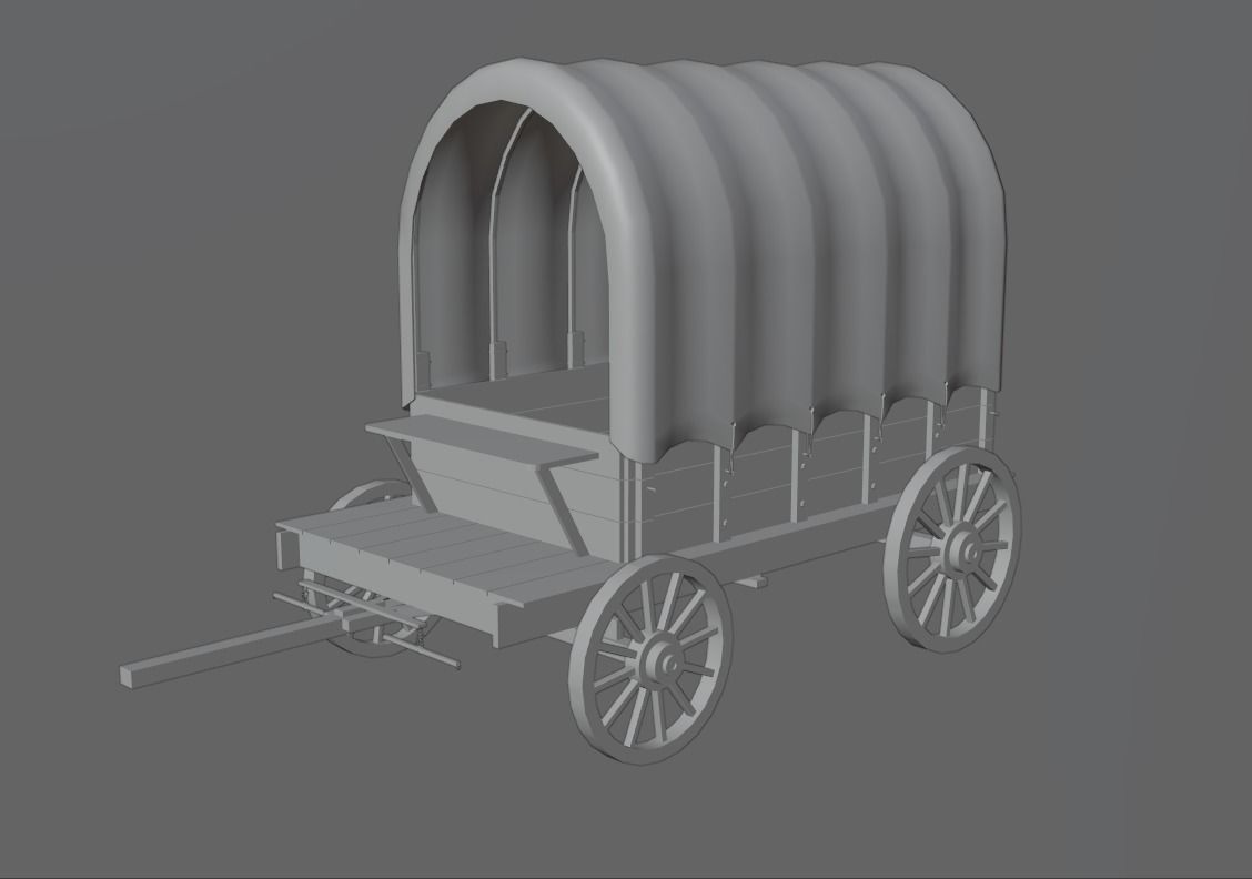 Covered cart Low-poly 3D model_1
