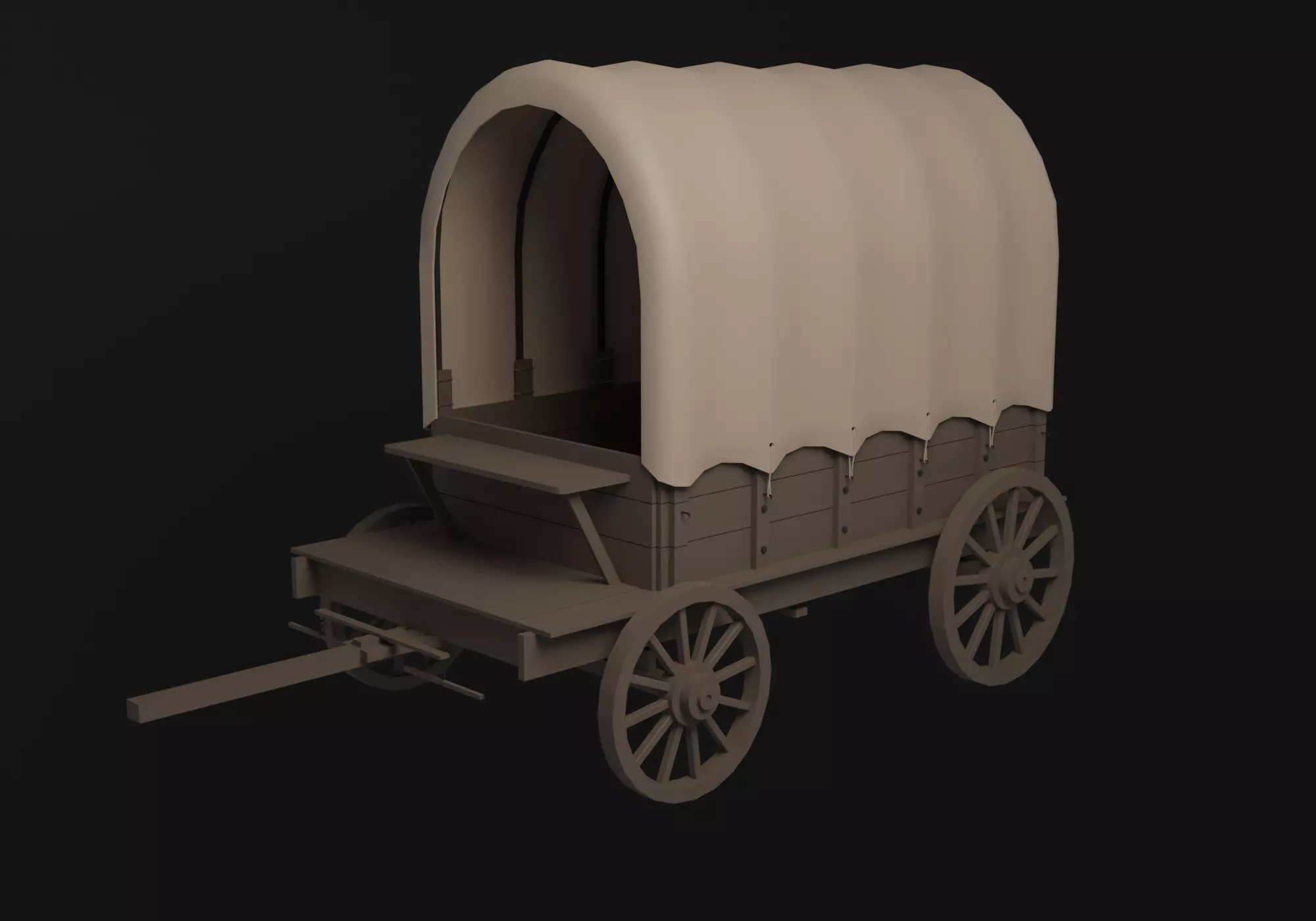 Covered cart Low-poly 3D model_0