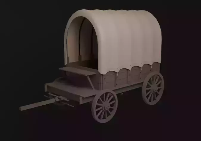 Covered cart Low-poly 3D model Covered cart Low-poly 3D model
