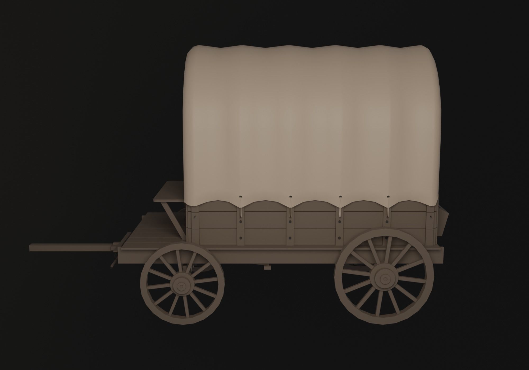 Covered cart Low-poly 3D model_5