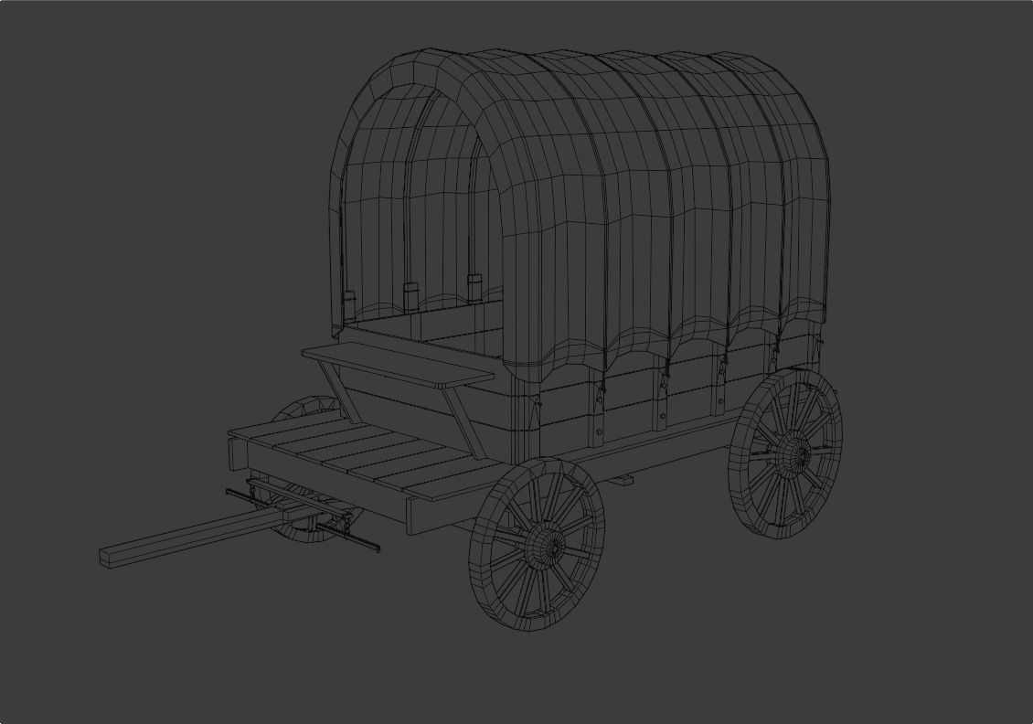 Covered cart Low-poly 3D model_2