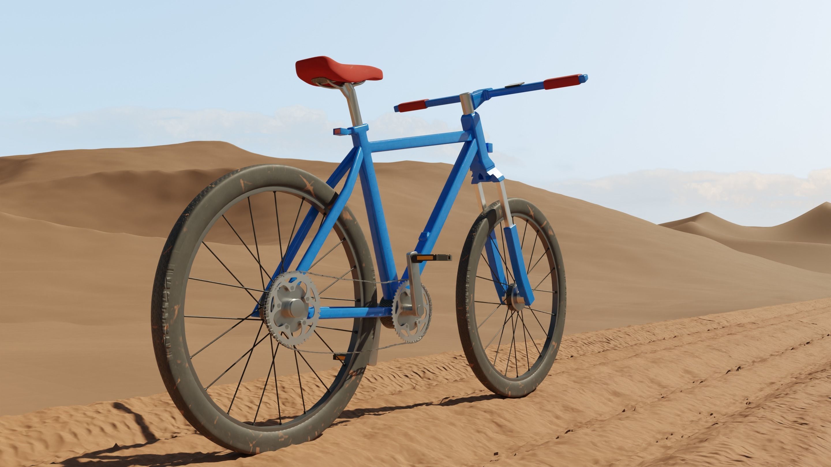 Basic Offroad Travel Bicycle Low Poly Free low-poly 3D model_1