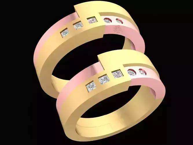 Modern Two Tone Couple Ring Design  2722