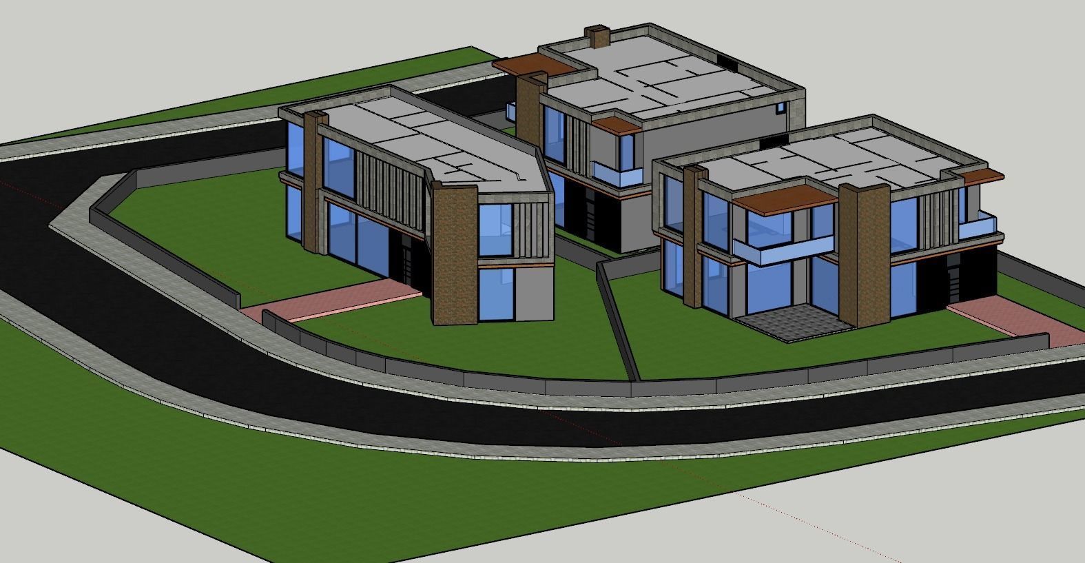 MODERN 3 VILLA MODEL WORK 3D model_2