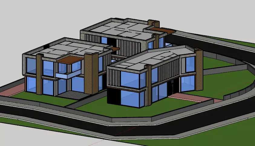 MODERN 3 VILLA MODEL WORK 3D model_0