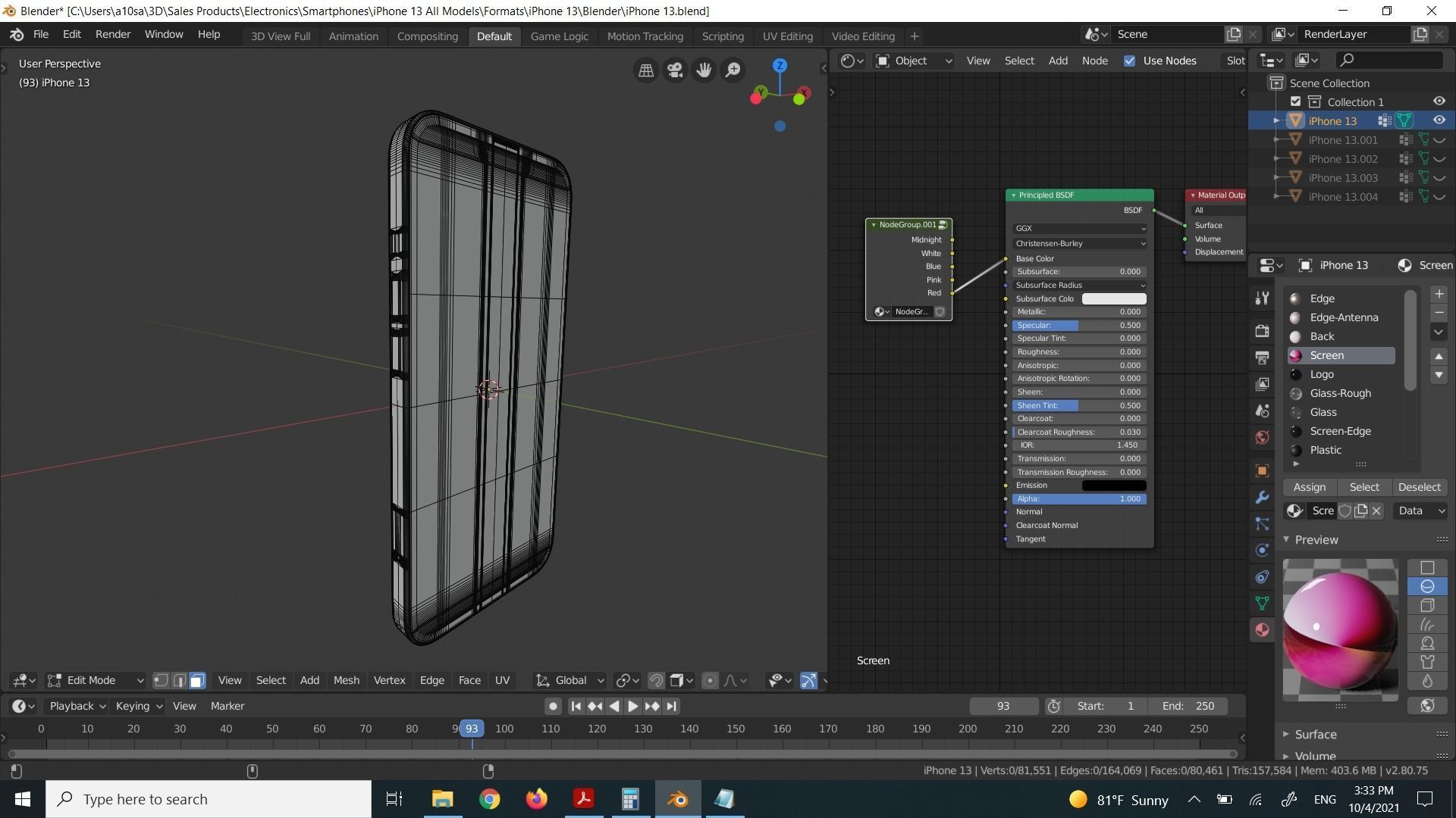 Apple iPhone 13 in all Official Colors Low-poly 3D model_19