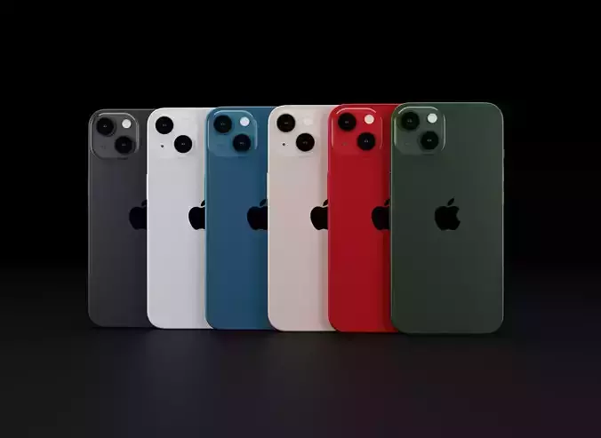 Apple iPhone 13 in all Official Colors Low-poly 3D model