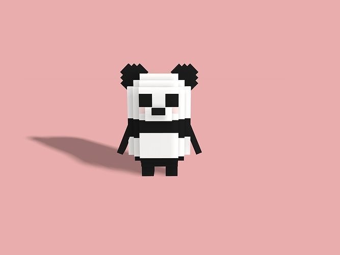 Voxel  Panda Low-poly 3D model
