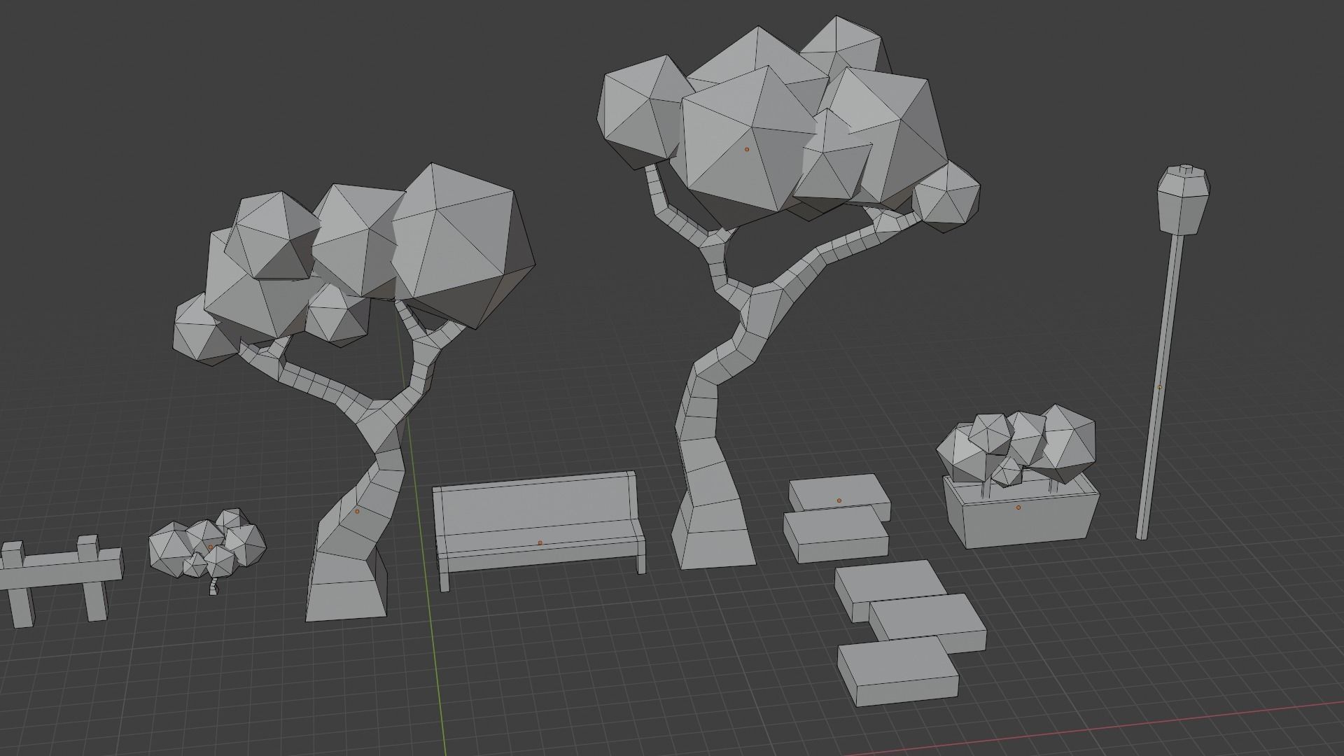 Park or yard low poly Low-poly 3D model_22