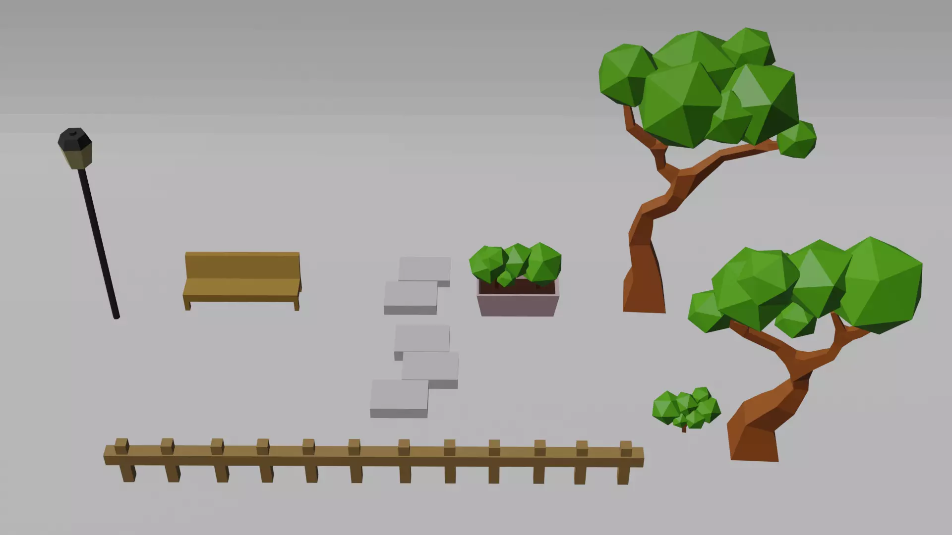 Park or yard low poly Low-poly 3D model_0