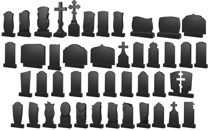Gravestones Mega Pak 44 Models 3D model
