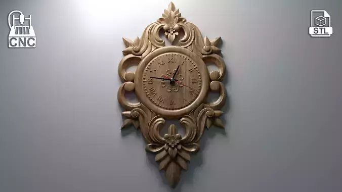 Wall Clock - 3D STL file for CNC 3D model