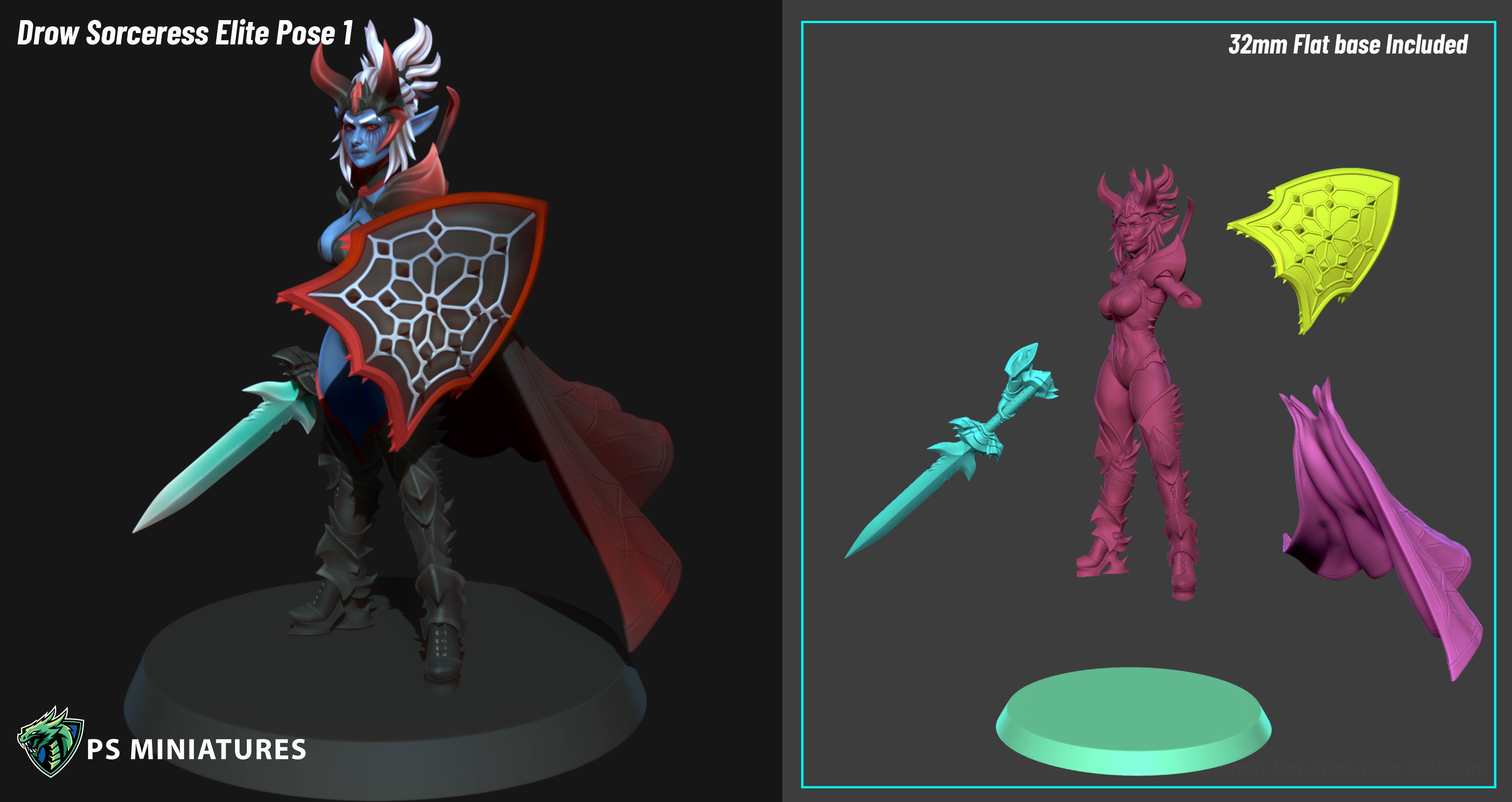 Drow Sorceress Elite Pose 1 3D print model_3