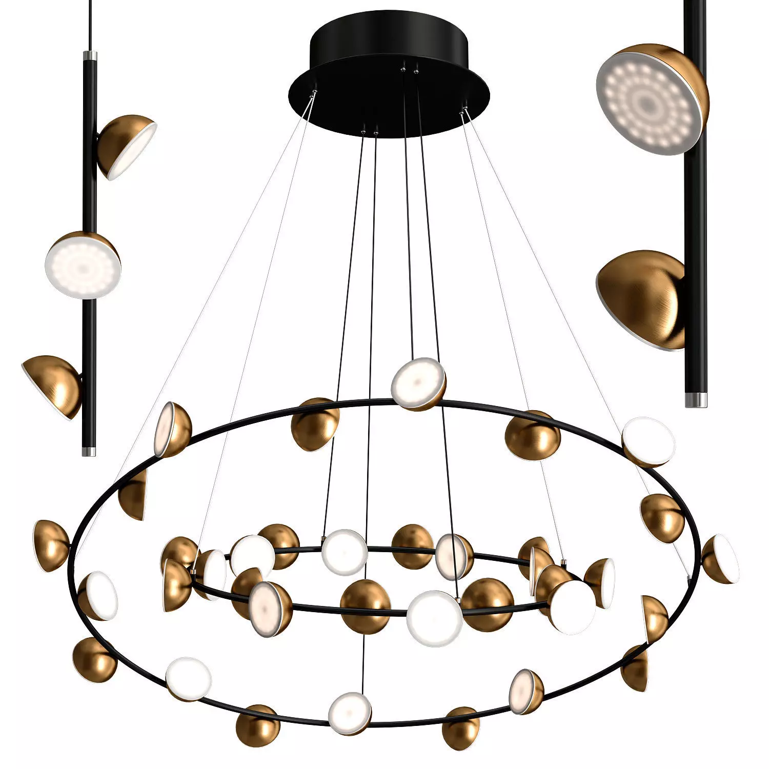 APRIL COLLECTION circular chandelier with gold and balls 3D model