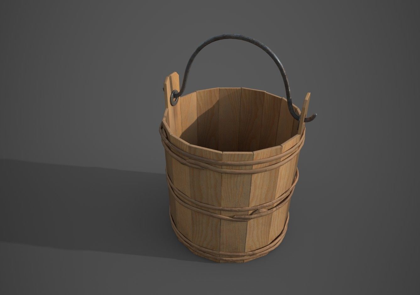 Medieval Buckets Low-poly 3D model_6
