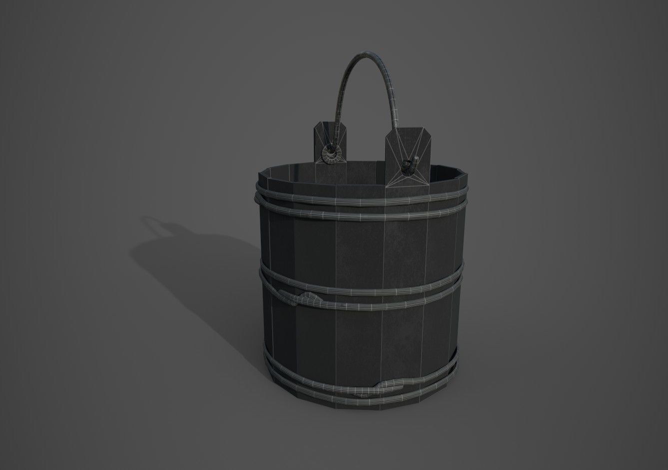 Medieval Buckets Low-poly 3D model_13