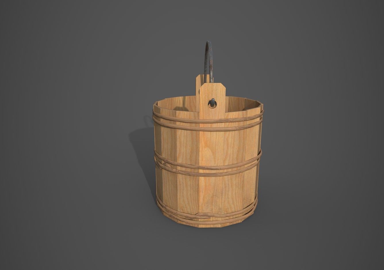 Medieval Buckets Low-poly 3D model_7
