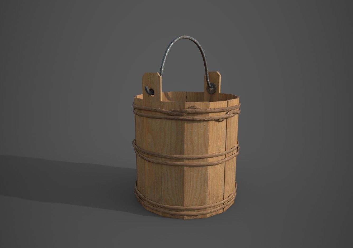 Medieval Buckets Low-poly 3D model_5