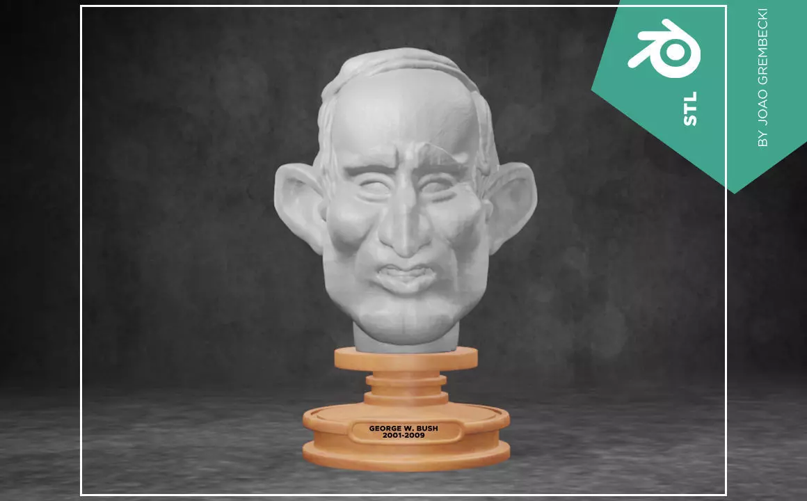 George W Bush caricature STL 3D print model