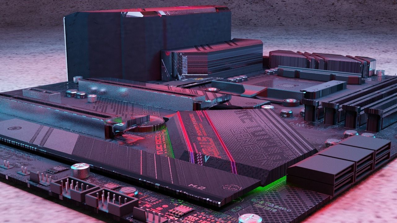 ASUS motherboard 3D model_4