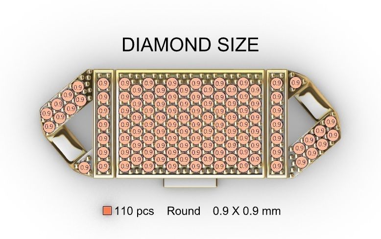 8 MM CUBAN LINK CHAIN 2 ROWS DIAMOND BRACELET OR NECKLACE 3D print model_5