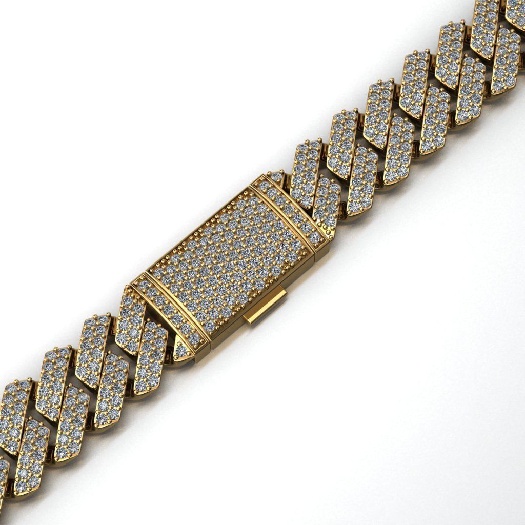 8 MM CUBAN LINK CHAIN 2 ROWS DIAMOND BRACELET OR NECKLACE 3D print model_1
