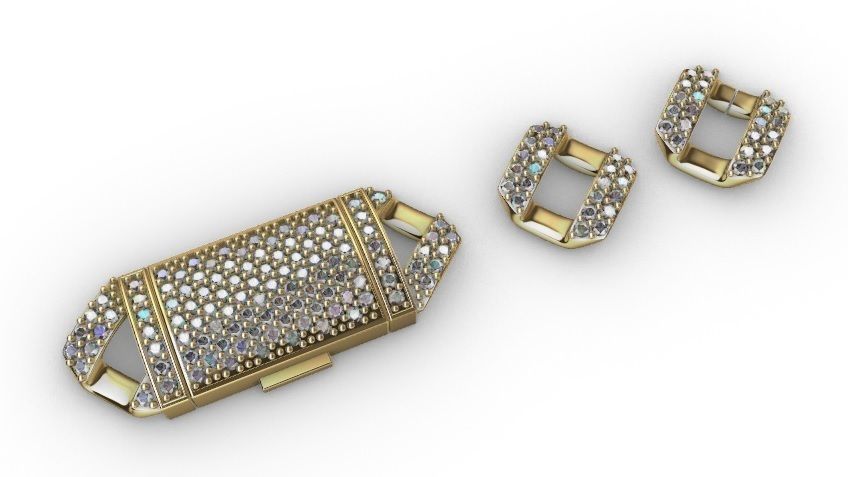 8 MM CUBAN LINK CHAIN 2 ROWS DIAMOND BRACELET OR NECKLACE 3D print model_12