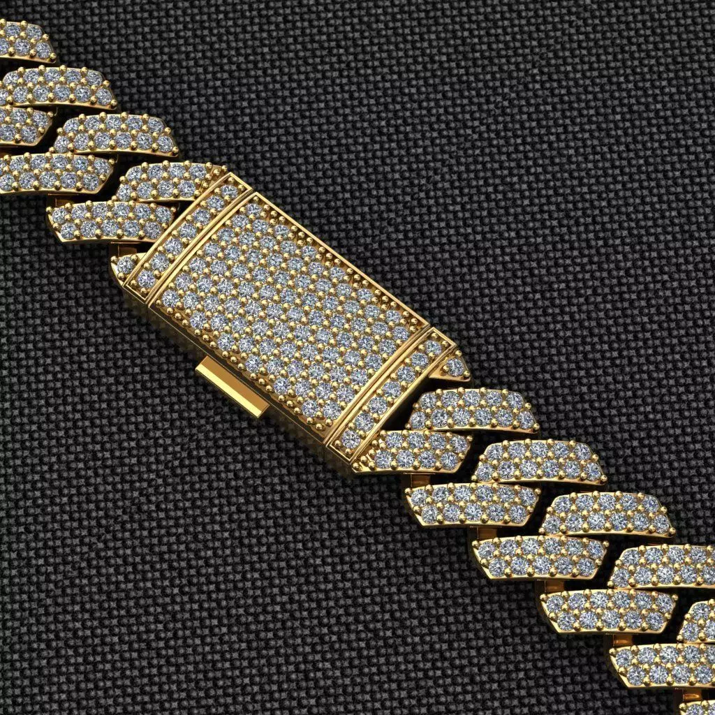 8 MM CUBAN LINK CHAIN 2 ROWS DIAMOND BRACELET OR NECKLACE 3D print model_0