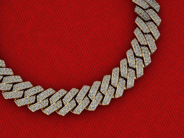 8 MM CUBAN LINK CHAIN 2 ROWS DIAMOND BRACELET OR NECKLACE 3D print model_3