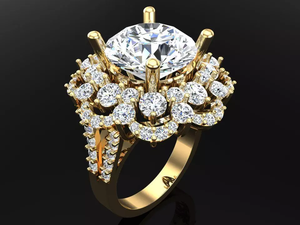 Gemstone rings - Diamond rings - Flower rings - N3732 3D print model