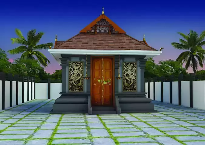 temple indian with wooden door