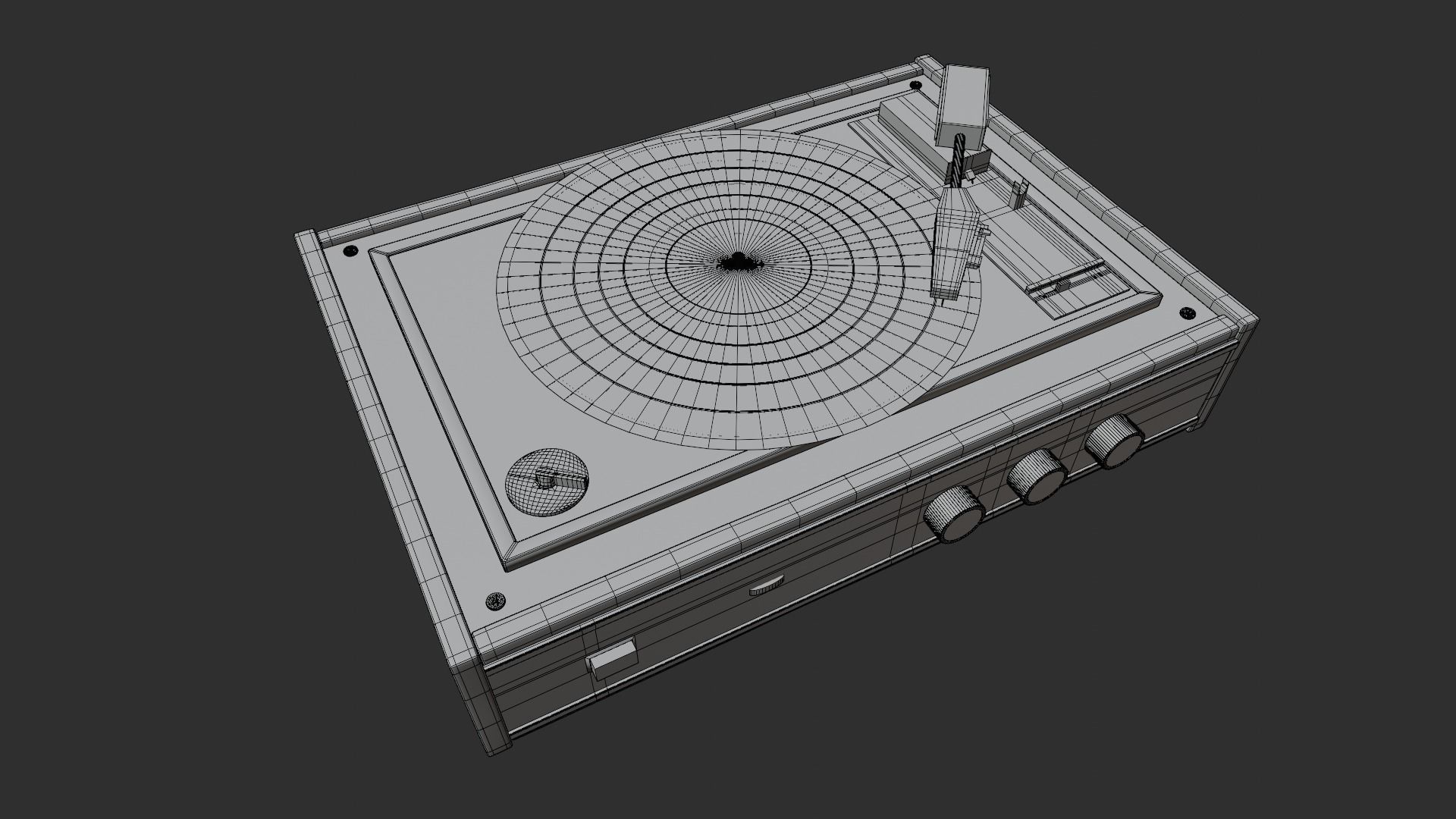 Vintage record player Free 3D model_7