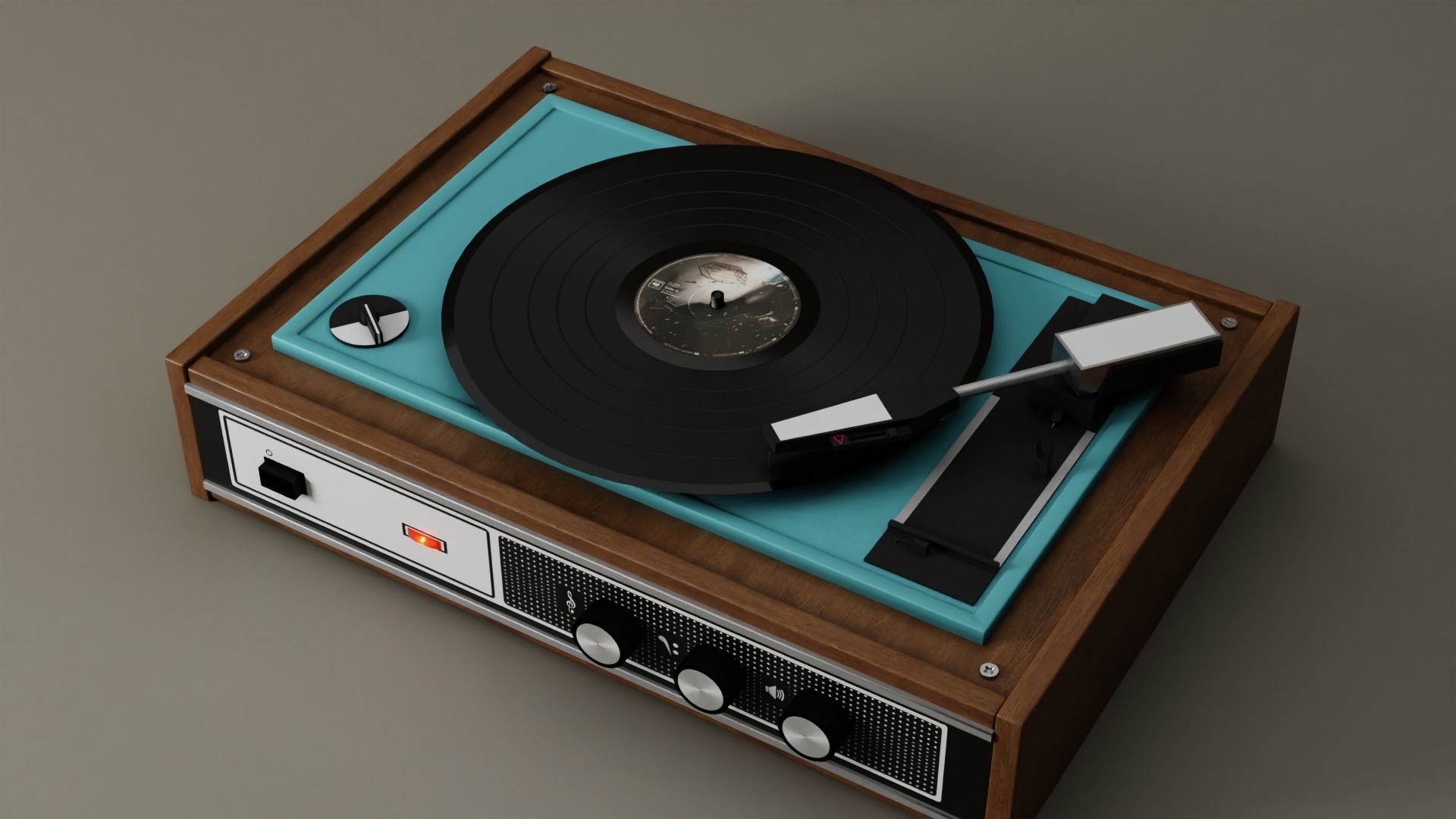 Vintage record player Free 3D model_1